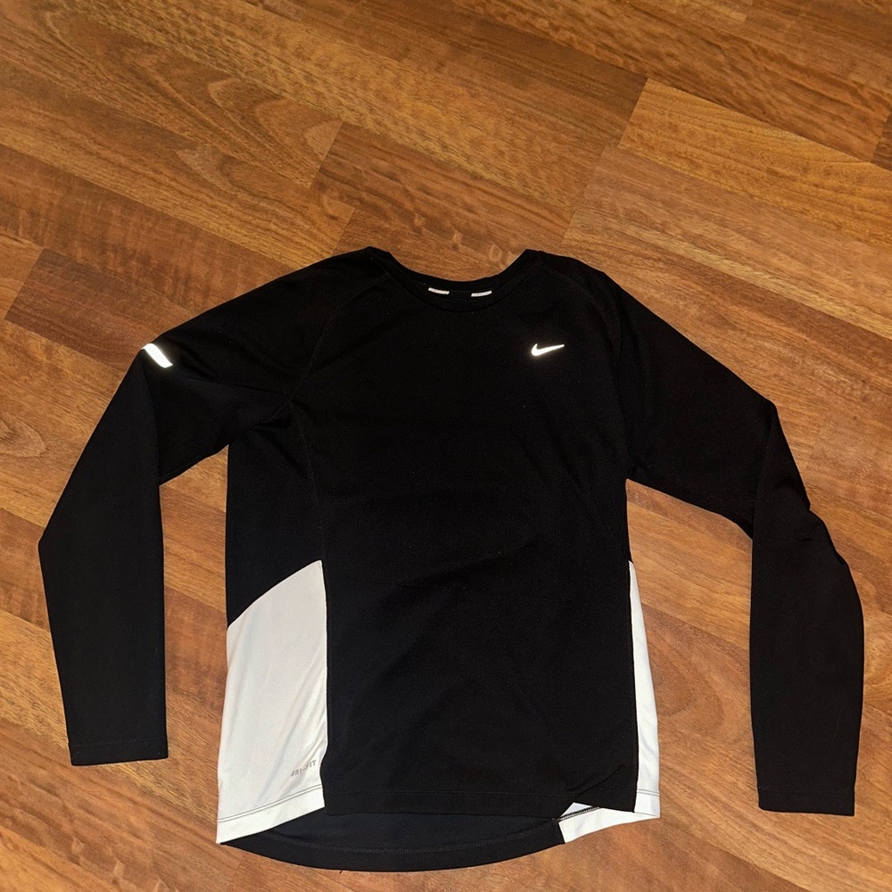 Nike Black and White Dri Fit Long Sleeve Shirt